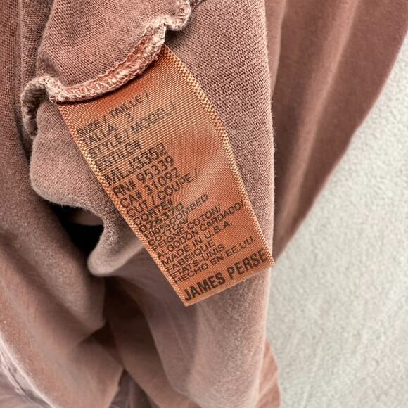 James Perse Shirt Men's 3 Large Red Blank V Neck Made In USA Casual Solid - Picture 6 of 7